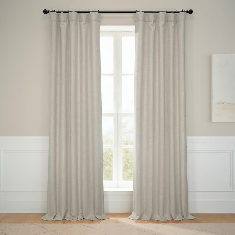 Exclusive Fabrics Faux Textured Faux Linen Room Darkening Curtains for Bedroom & Living Room Curtains (1 Panel) - 50 X 84 - Thatched Tan