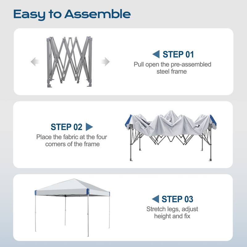 Aoodor 10' x 10' Outdoor Pop Up Canopy Tent, Commercial Instant Reinforce Canopy