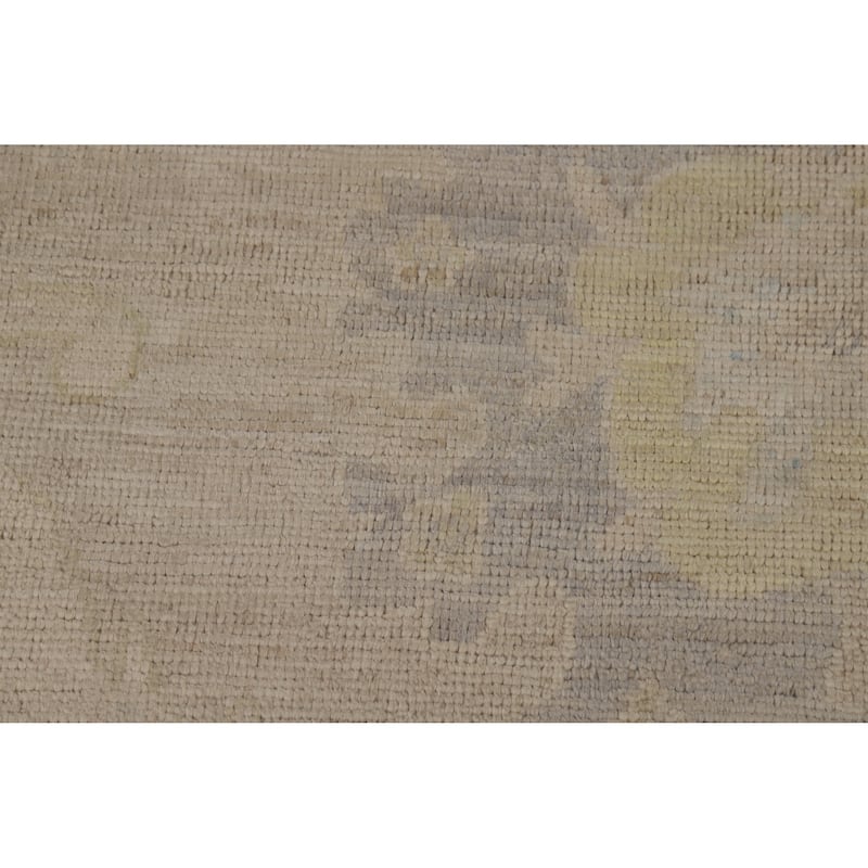 Vegetable Dye Oushak Turkish Large Rug Hand-Knotted Beige Wool Carpet - 10'0"x 14'7"