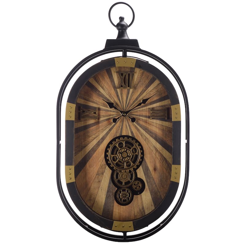 SEI Furniture Truett Gear Oval Wall Clock - 18"W x 3"D x 32"H