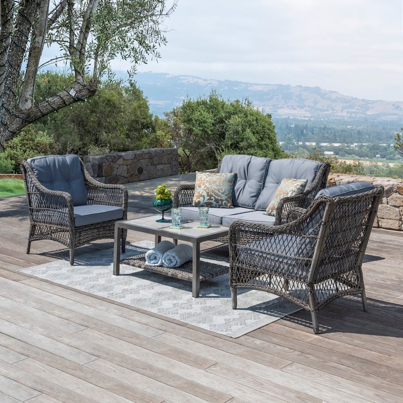 Corvus Vasconia Outdoor 4-piece Brown Wicker Sofa Set
