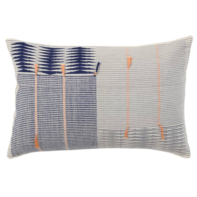 Siward Tribal Navy/ Silver Pillow - 16"X24" Polyester Fill - Navy/Silver