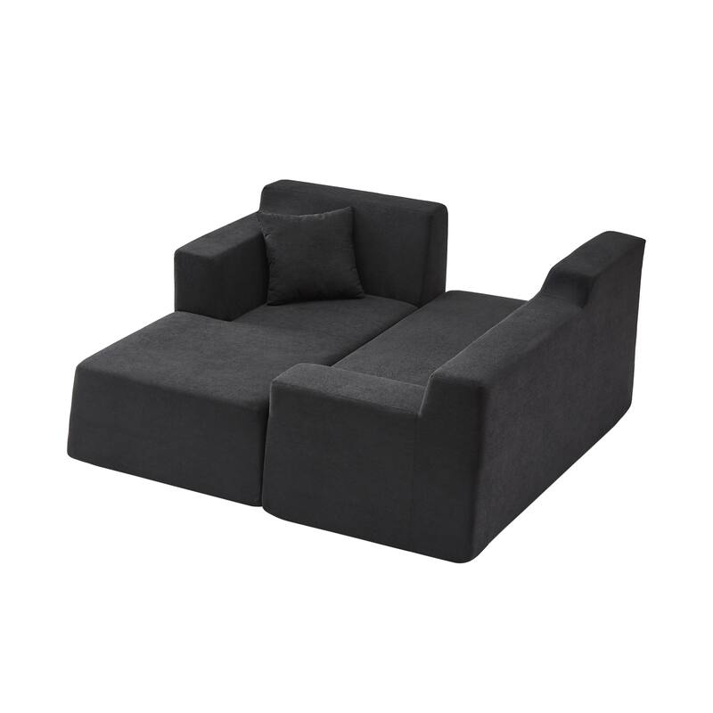 Modern L-Shaped Corduroy High Back Sofa, Left-Hand Facing (LHF)