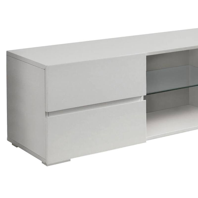 Sleek White 4-Drawer TV Stand with Tempered Glass Shelf, 60" TV Compatible