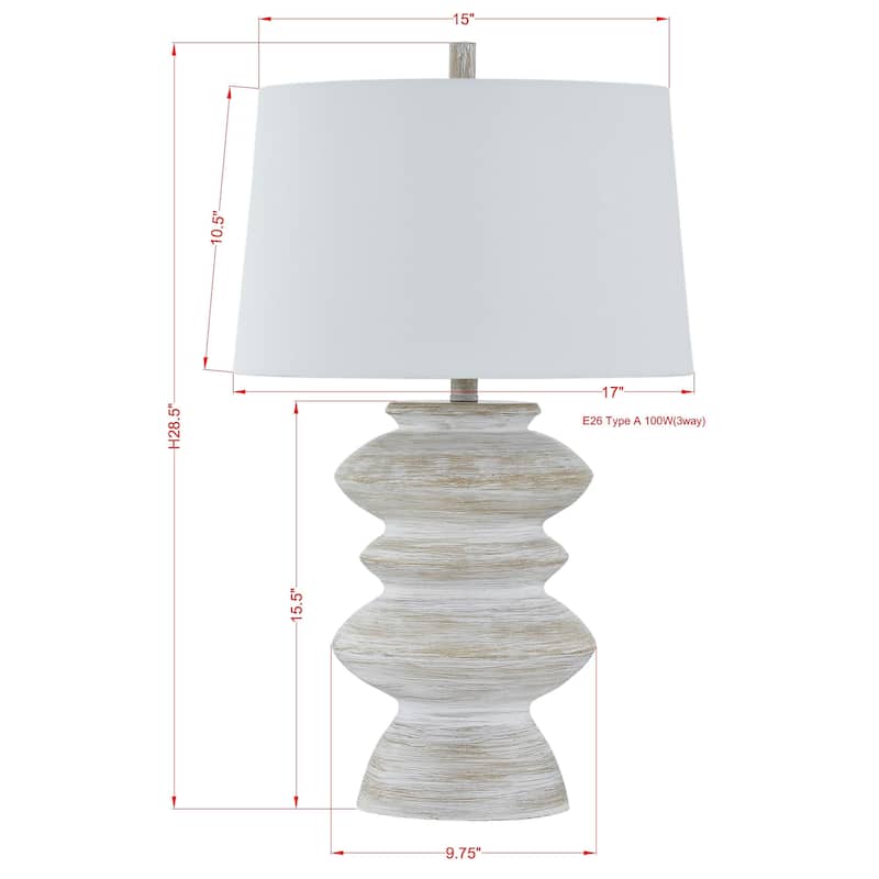 Arden 29" Table Lamp with Linen Shade, White-Washed (Set of 2)