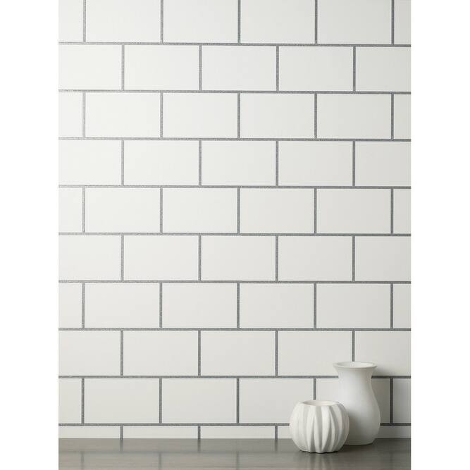 Fine Decor Metro Silver Tile Wallpaper