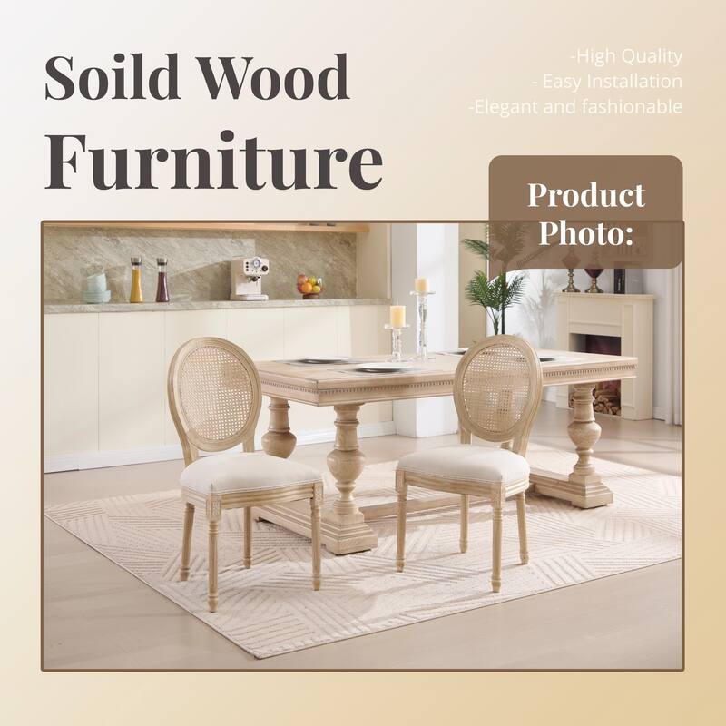 French Country Wire Drawing & Carving Techniques Dining Chairs with Backrest (Set of 2)