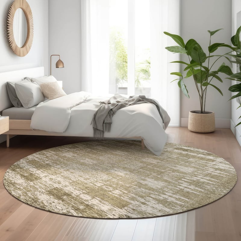 Premium Washable Super Soft Distressed Ombre Mayfield Rug - Beige - 8' x 8' - Round