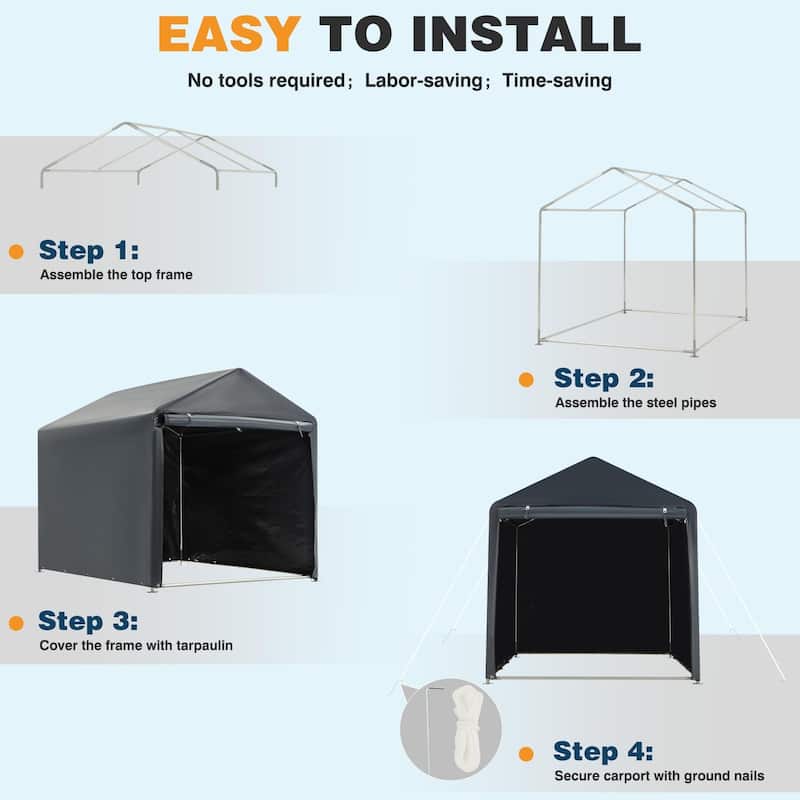 AVAWING Outdoor Storage Shed, Portable Bike & Motorcycle Shelter with Steel Frame & PE Cover - 5" x 7.2"