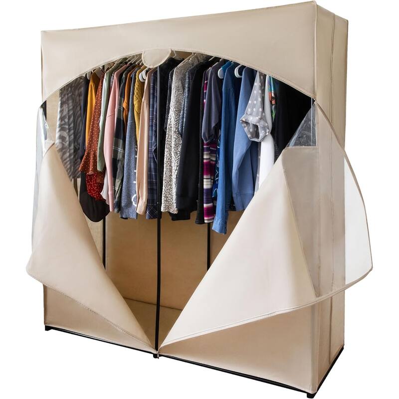 HOLDN’ STORAGE Portable Wardrobe Closet for Hanging Clothes - Large - Heavy Duty Hanging Rod with 50 Lb. Weight Capacity