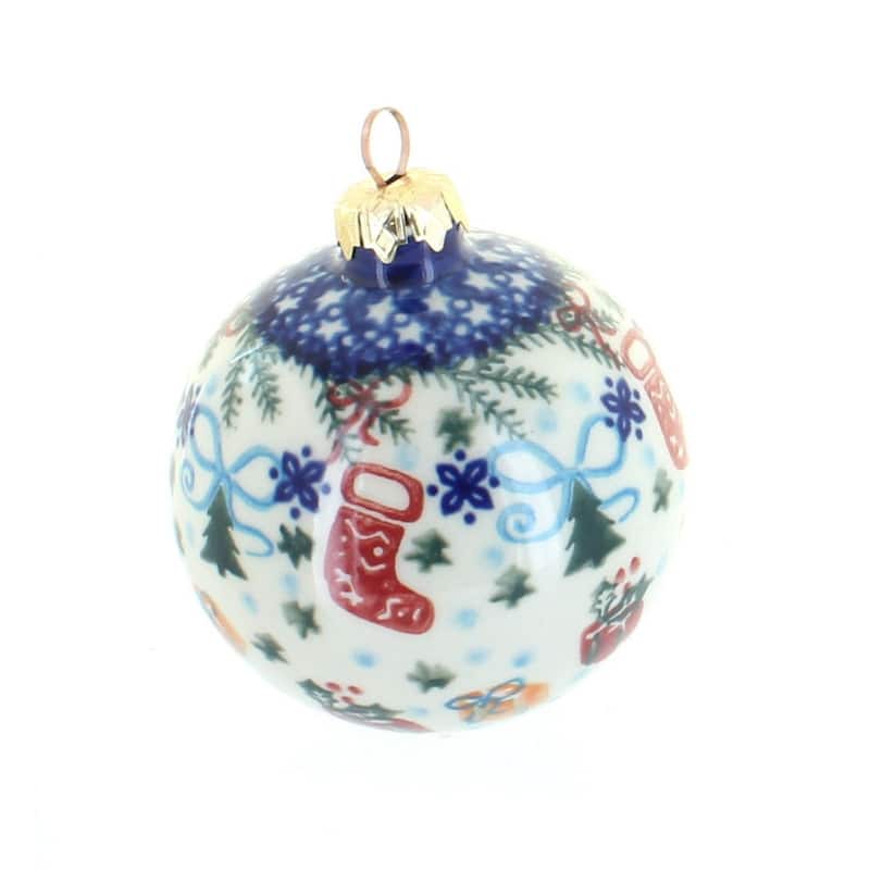 Blue Rose Polish Pottery Vena Large Christmas Ball