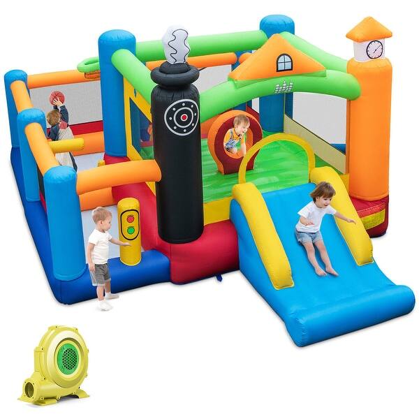 slide 2 of 10, Gymax Train-Themed Inflatable Bounce Castle Kids Bouncer w/ Ocean Kids