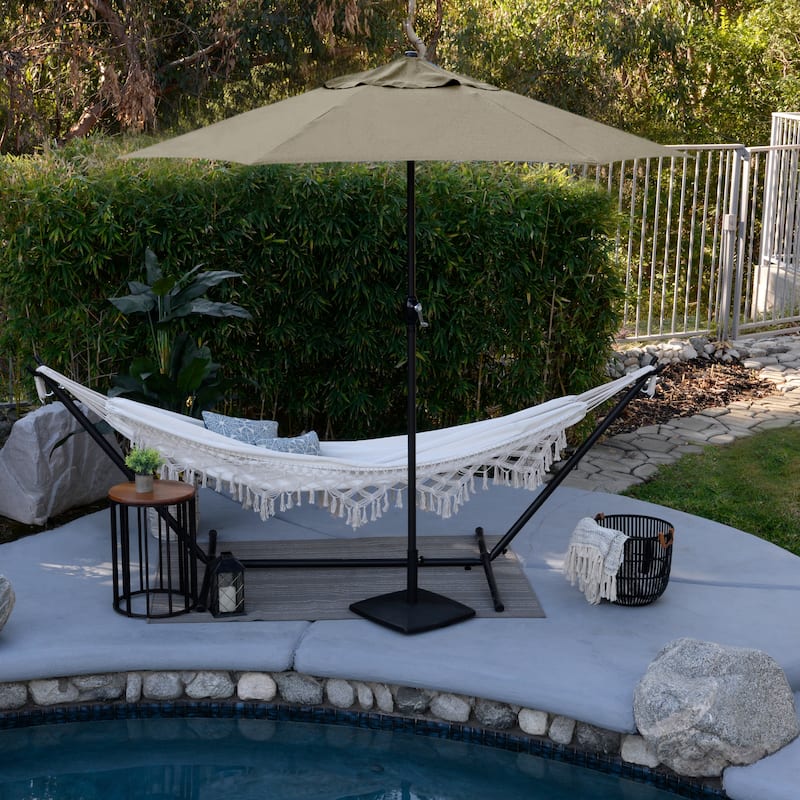Astella 9' Crank Open Push Button Tilt Outdoor Patio Umbrella - Antique Beige