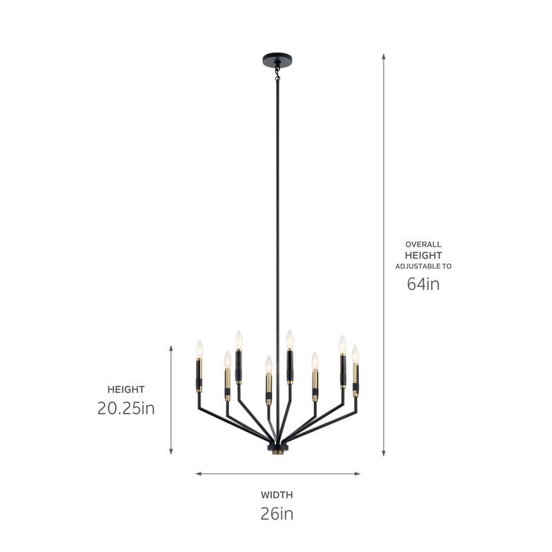 Kichler Armand 26 inch 8 Light Chandelier in Black and Bronze Finish