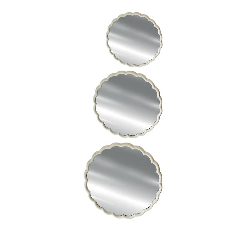 Medium Curved Frame Round Wall Mirror - 26.5” - White