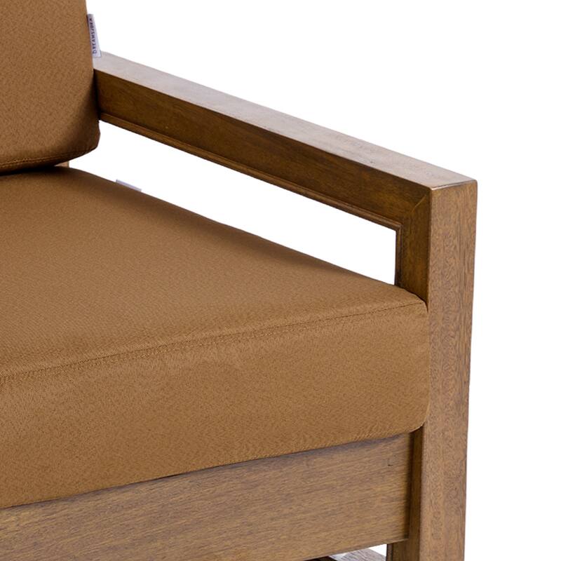 Oversize Teak Wood Loveseat Armchair Outdoor Patio Conversation Set with Cushion