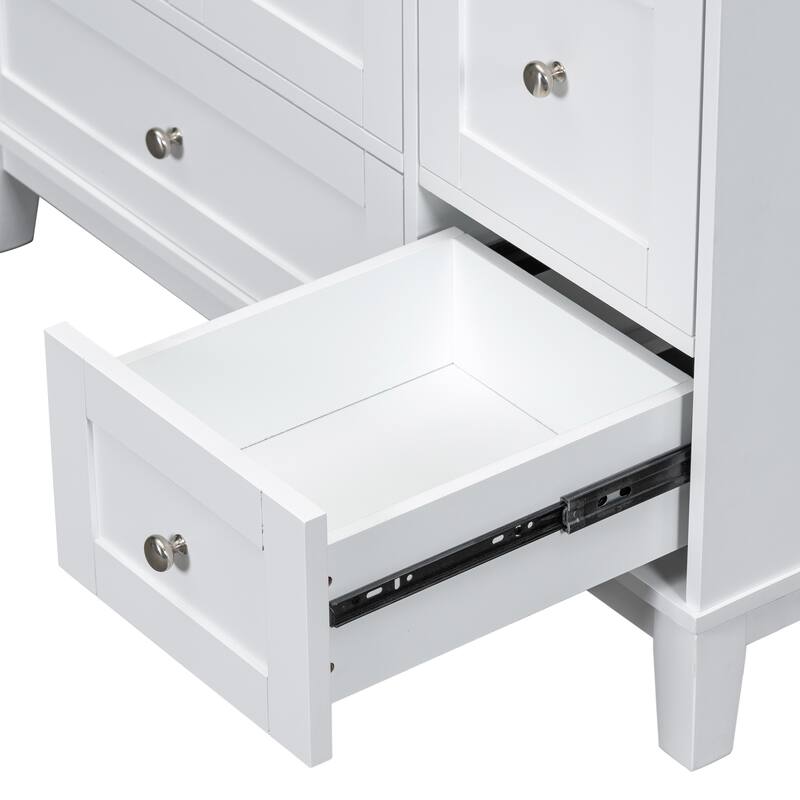 Modern 36-Inch Bathroom Vanity with USB Drawer Charging, Solid Wood Base, and Painted Finish(Sink not included) - 17.5in L