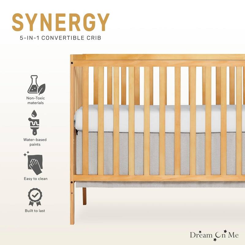 Dream On Me, Synergy, 5 in 1 Convertible Crib - Natural