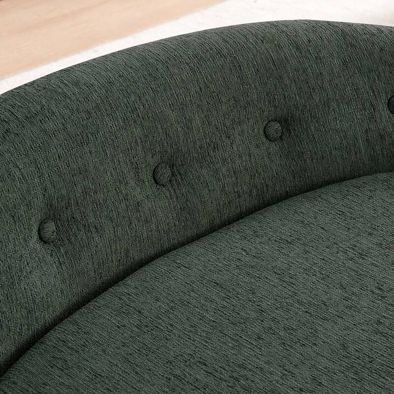 Oval Semi-Enclosed Dog Sofa, Durable Linen Material, Button-Tufted Backrest, High-Center Low-Sides Support Plush Comfort-Beige