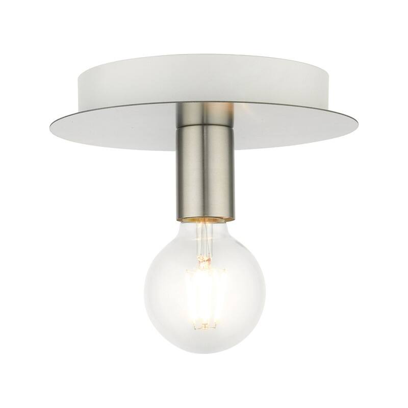 Livex Lighting 1-light Brushed Nickel Flush Mount, 45871-91 - 8" Dia x 3.75" H