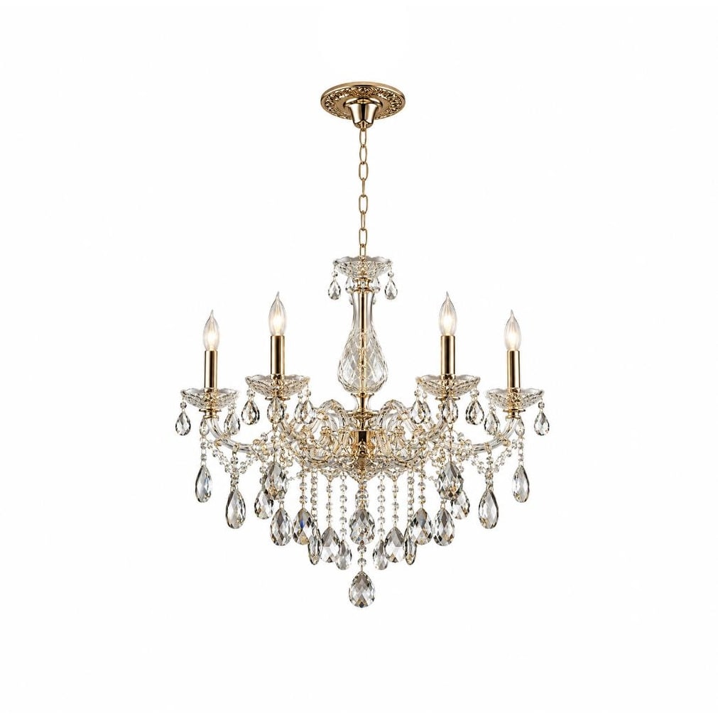5-Light Gold Chandelier With Champagne Crystals