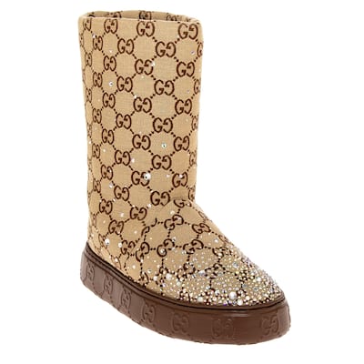 Gucci GG Boots with Crystals - Beige and Brown