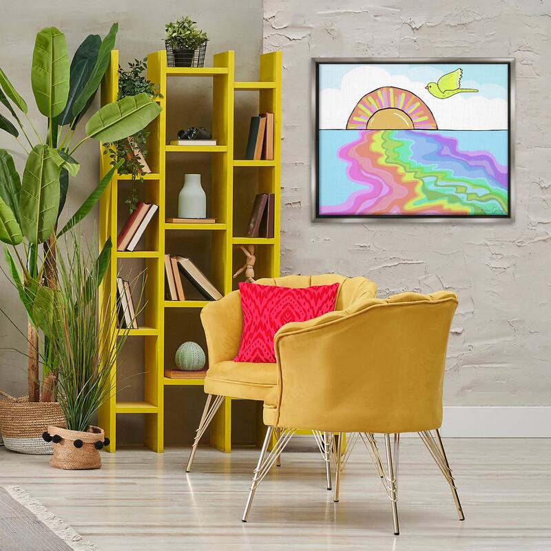 Stupell Swirling Rainbow Sea Reflection Framed Floater Canvas Wall Art Design By Katie Conley