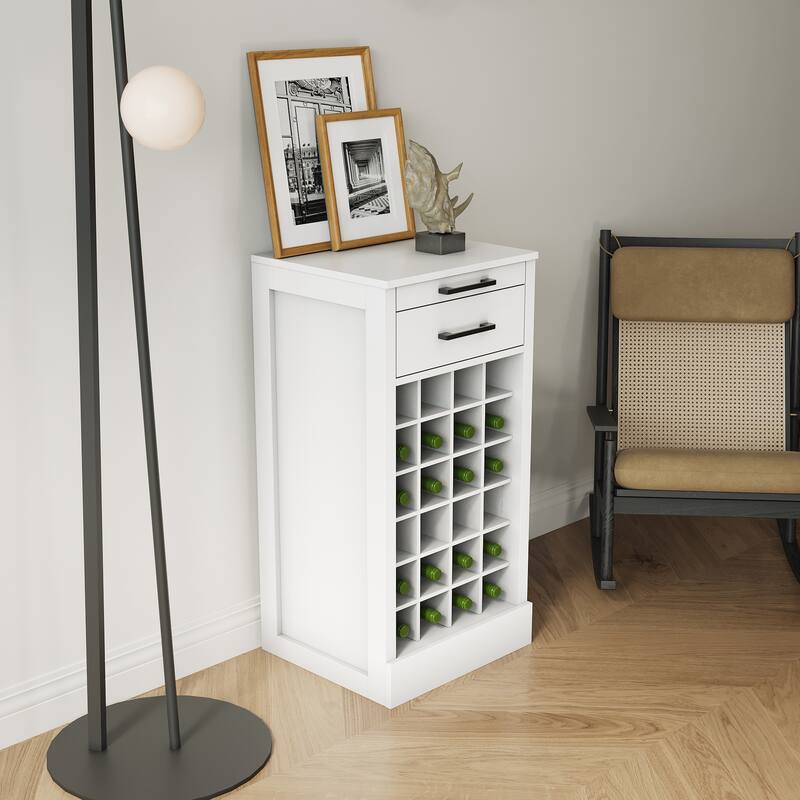 GDF Studio - Centennial Modern 35.43" Tall Modular Wine Bar Buffet Cabinet Storage - 24-White