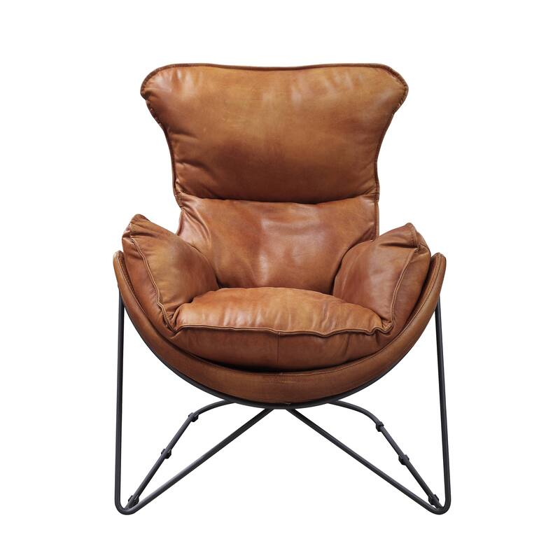 Doyle Aperol and Black Wingback Accent Chair