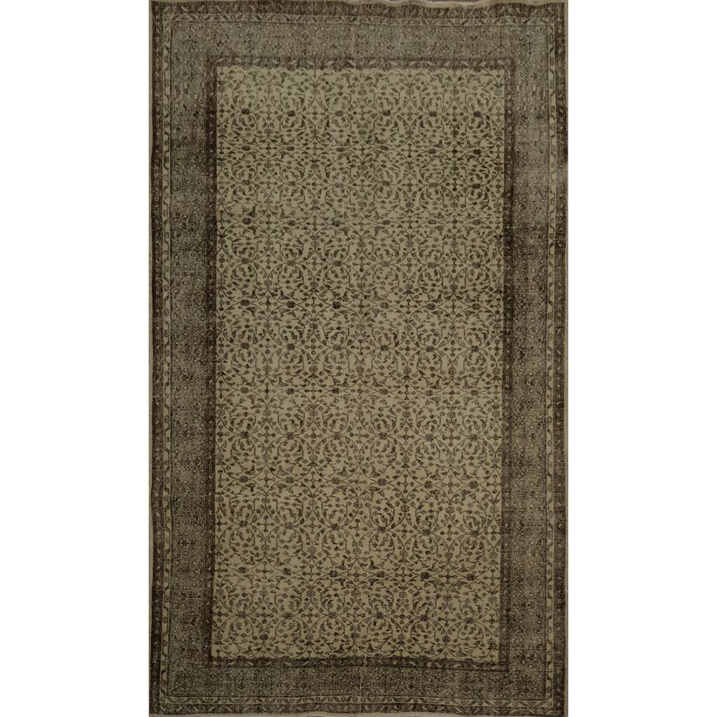 Hand Knotted Oriental 100% Wool Carpet Transitional Floral Beige & Ivories Anatolian Area Rug - 9' 2'' X 6' 2''