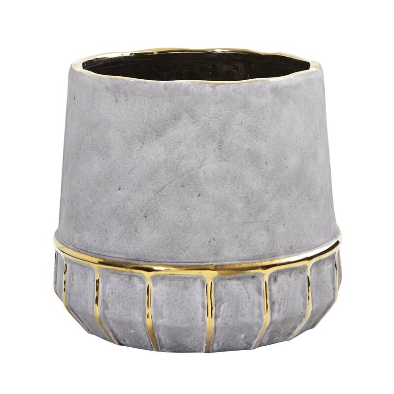8.5" Regal Stone Decorative Planter with Gold Accents