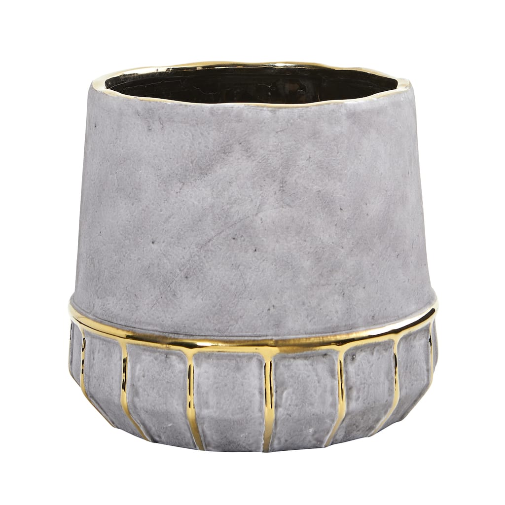 8.5" Regal Stone Decorative Planter with Gold Accents