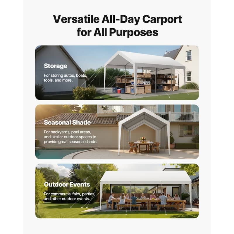 Galvanized Steel Portable Garage with Car Canopy and Sidewalls