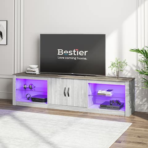 Bestier 70 inch TV Stand 20 Color RGB Light Entertainment Center