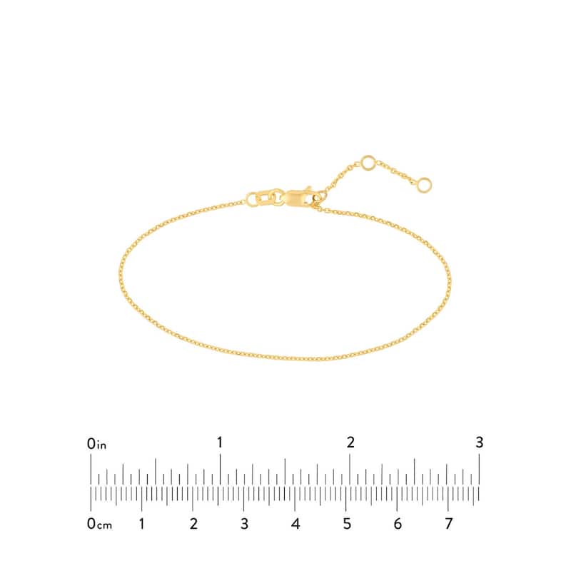 Curata 14k Yellow Gold 1.05mm Open Sparkle Cut Adjustable Cable Lobster Lock Closure Bracelet 7.25 Inch Jewelry for Women