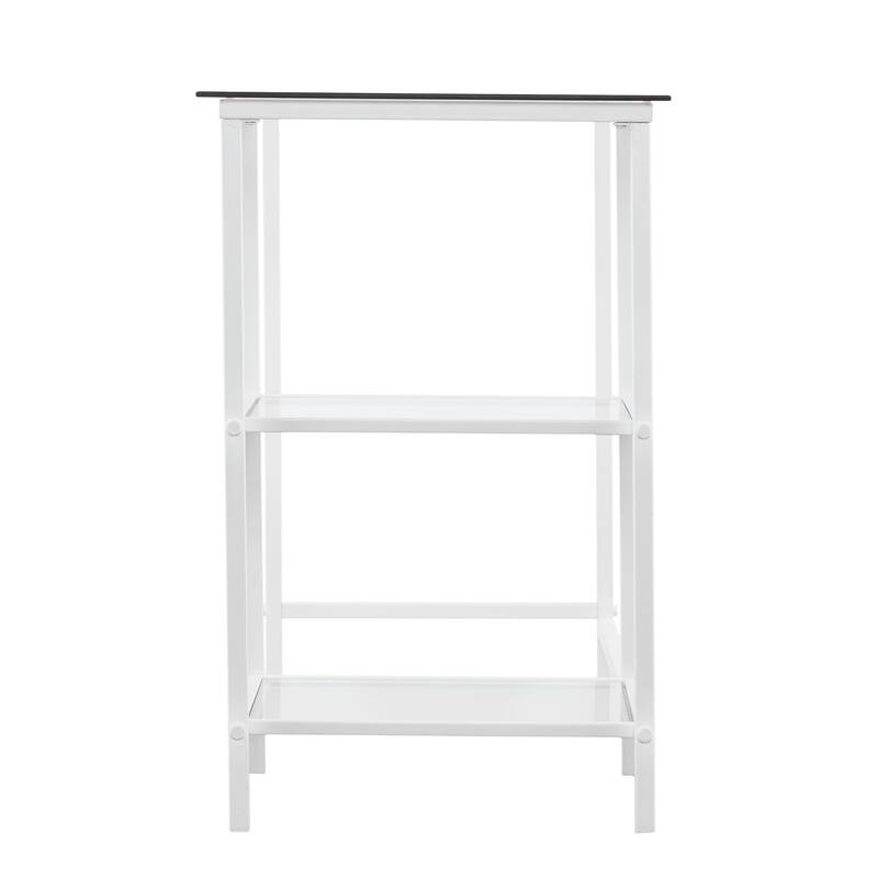 Sleek Metal Frame and Tempered Glass Desk, Multi-functional Student Desk for Home Office, Craft Room, or Vanity Area