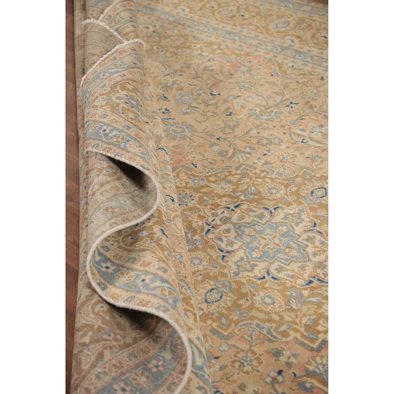 Hand Knotted Oriental 100% Wool Carpet Traditional Floral Coral Mashad Area Rug - 12' 5'' X 9' 3''