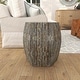 preview thumbnail 12 of 19, Gray Mother of Pearl Shell Handmade Shell Mosaic Hexagon Accent Table with Brown Accents
