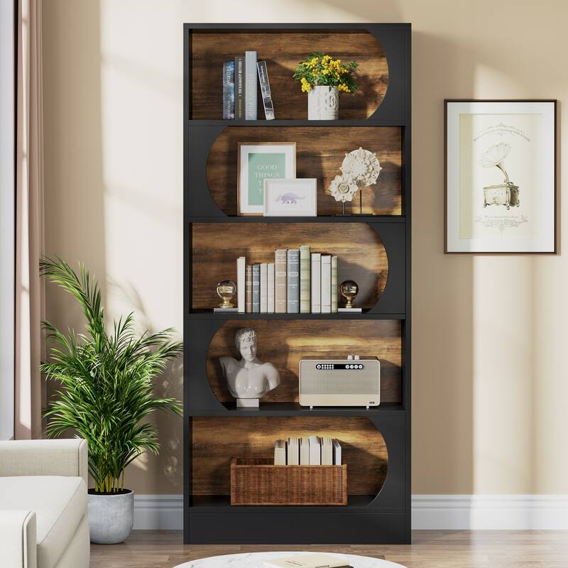6 Tier Bookshelf, 71 Inch Tall Bookcase Shelving Unit, Modern Book Shelf for Home Office, Bedroom, Living Room, Black