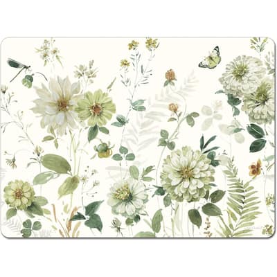 Green Fields Premium Decorative Hardboard Cork Back Tabletop Placemats 4 Pack Manufactured in The USA Heat Tolerant