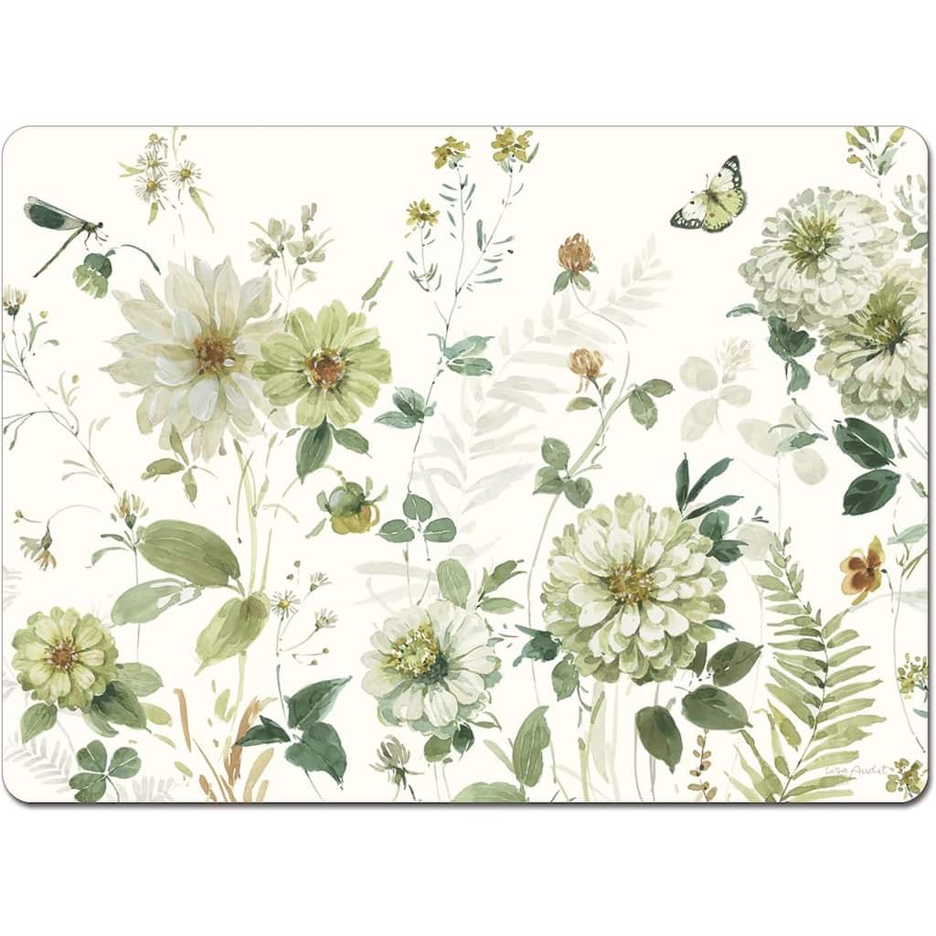 Green Fields Premium Decorative Hardboard Cork Back Tabletop Placemats 4 Pack Manufactured in The USA Heat Tolerant