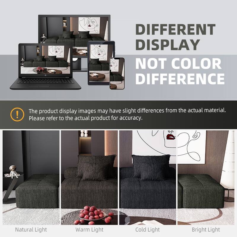 Modern Oversized Modular Chenille Sectional Sofa with 2 Ottomans and 2 Seat, 4 Pillows for Living Room
