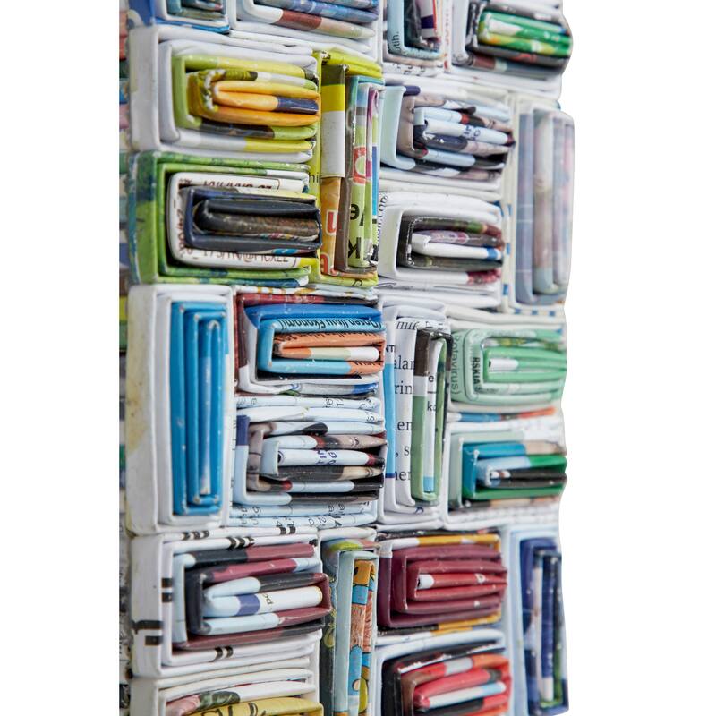 Multi Colored Paper Handmade Recycled Magazine Frame Room Wall Mirror