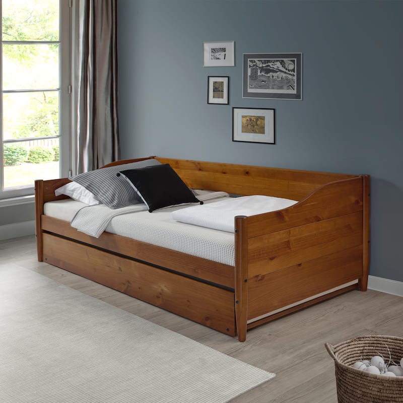 Mid Century Classic Twin Size Day Bed with Trundle