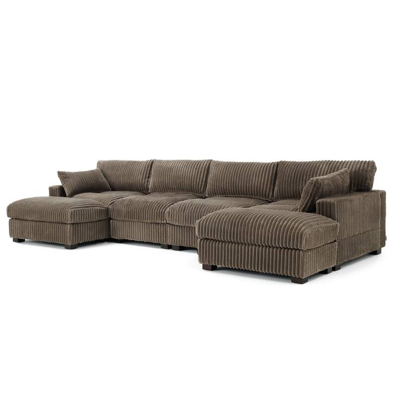 Modren Plush Oversized Modular Sectional Sofa Set with Chaise&Ottoman.