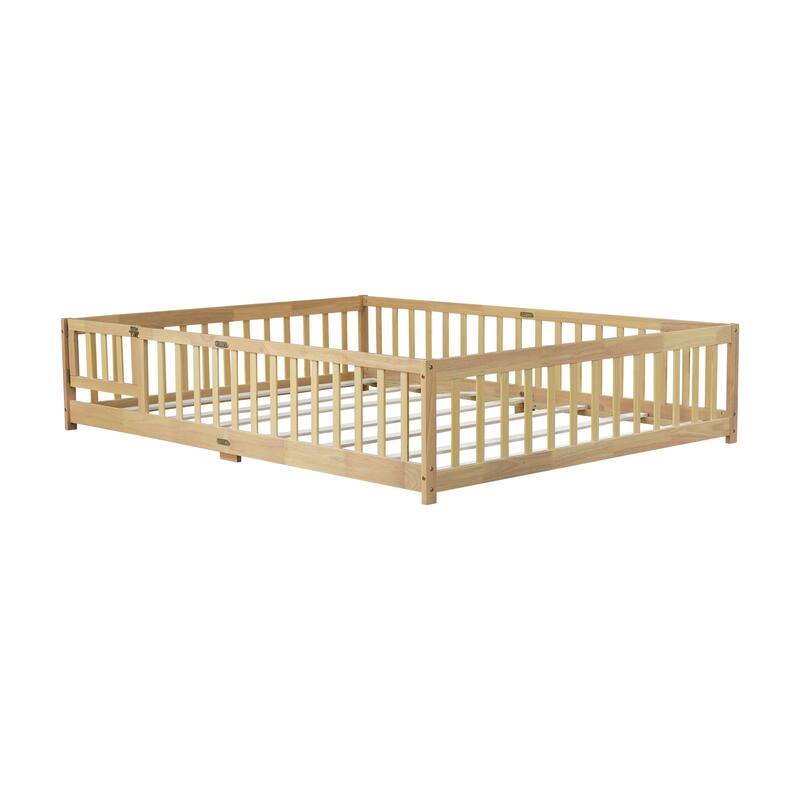 Queen Size Floor Bed with Door and Safety Guardrails