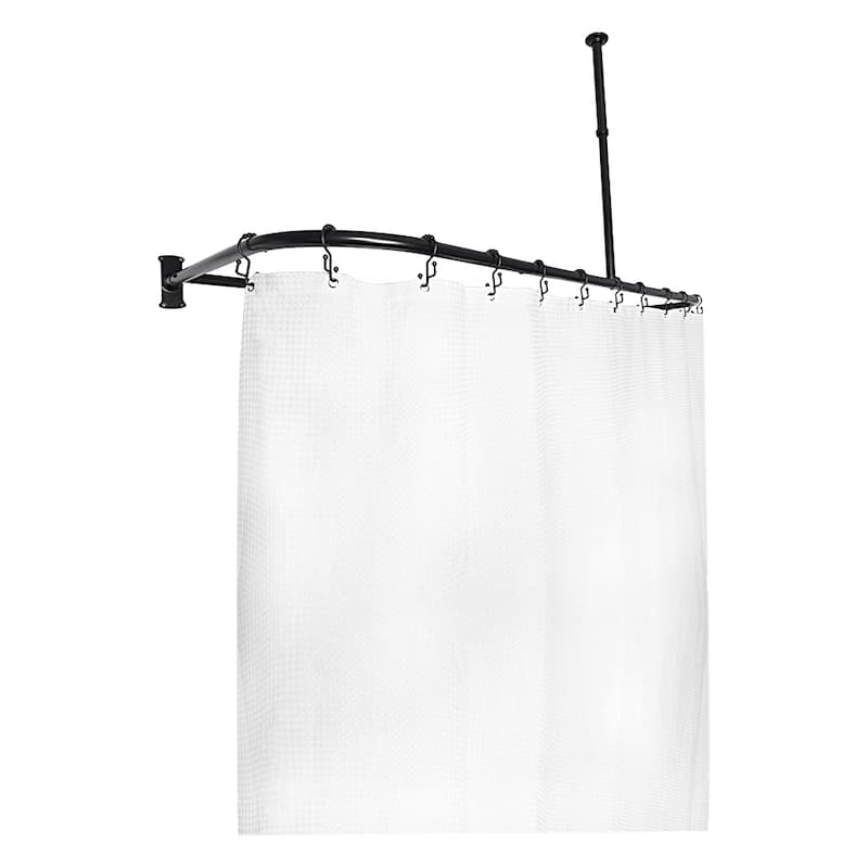 Utopia Alley Rustproof Aluminum D-shape Shower Rod With Ceiling Support for Freestanding Tubs, 60 Inch Large Size by 25 Inch