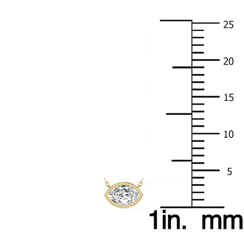 Marquee Lab Grown 1/4 Carat Marquise Shaped Bezel Set Diamond Solitaire Pendant in 14K Yellow Gold