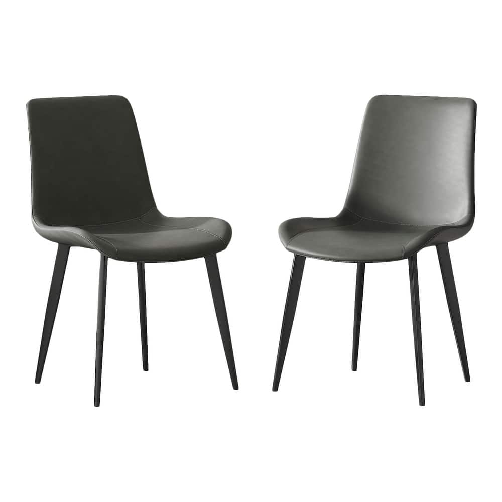 Faux Leather Dining Chairs Armless Side Chair with Metal Legs,Set of 2