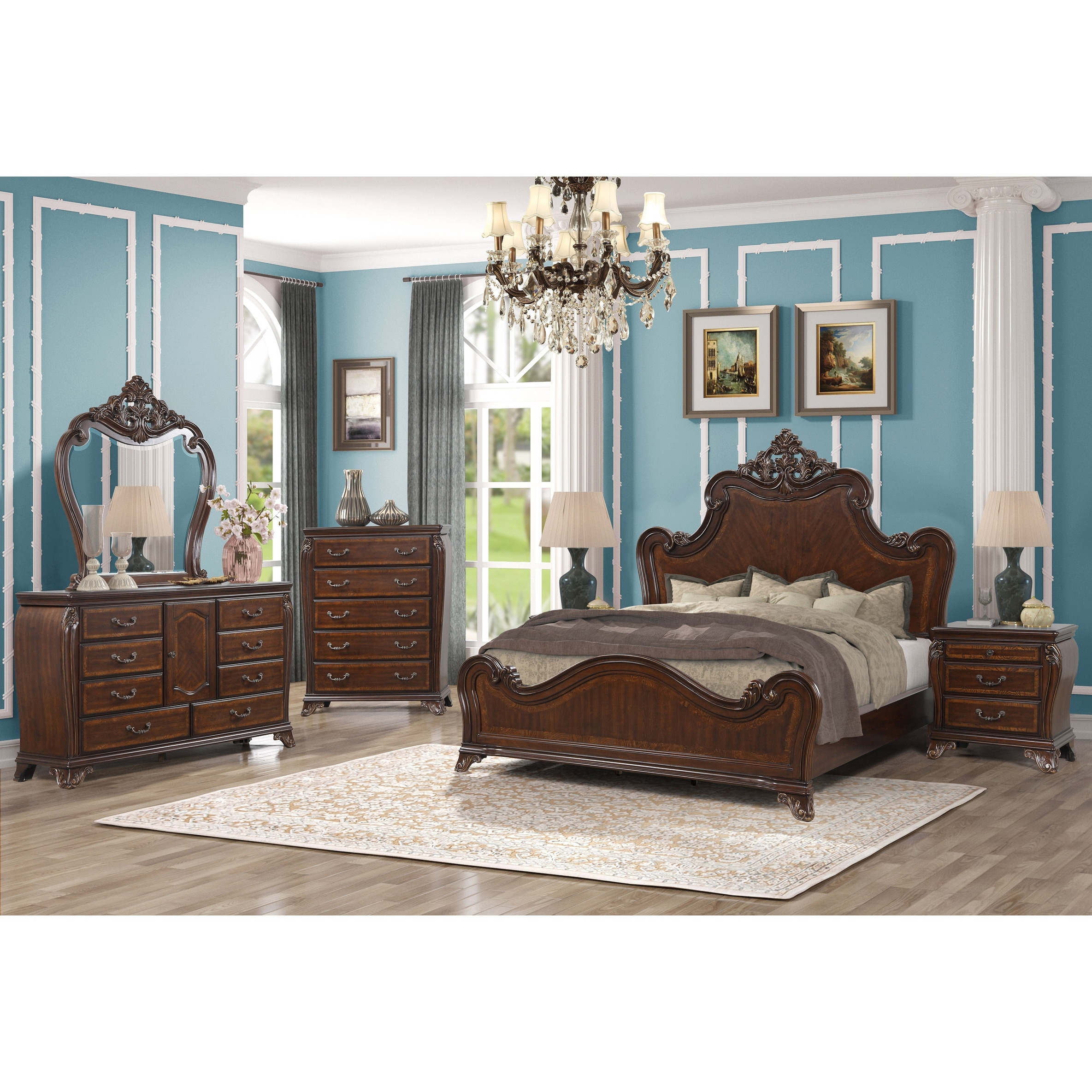 Cherry wood queen on sale bedroom set